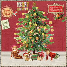  AMB.33320134 Under the X-Mas tree red papírszalvéta 33x33cm, 20db-os papírárú, csomagoló és tárolóeszköz