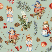  AMB.33320137 Playing outside green papírszalvéta 33x33cm, 20db-os papírárú, csomagoló és tárolóeszköz