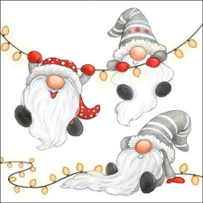 AMB.33320185 Gnomes on the light chain white papírszalvéta 33x33cm, 20db-os papírárú, csomagoló és tárolóeszköz