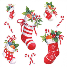  AMB.33320200 X-mas stockings white papírszalvéta 33x33cm, 20db-os papírárú, csomagoló és tárolóeszköz