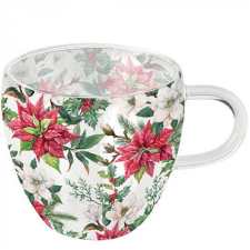AMB.34418875 Christmas florals duplafalú borosilicate üvegcsésze 0,25L konyhai eszköz