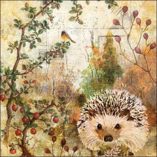 AMBIENTE Autumn Hedgehog papírszalvéta 33x33cm, 20db-os konyhai eszköz