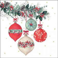 Ambiente Berry baubles white papírszalvéta 33x33cm, 20db-os papírárú, csomagoló és tárolóeszköz