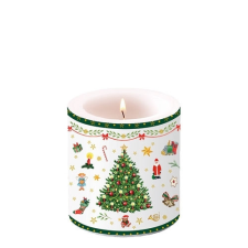 AMBIENTE Christmas Evergreen white átvilágítós gyertya 8x7,5cm gyertya