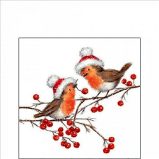 Ambiente Christmas robins white papírszalvéta 25x25cm, 20db-os papírárú, csomagoló és tárolóeszköz