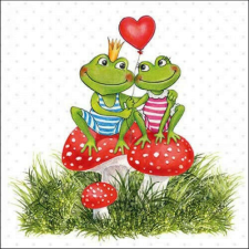 Ambiente Frogs in love papírszalvéta 33x33cm, 20db-os papírárú, csomagoló és tárolóeszköz