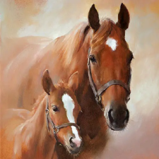 AMBIENTE Horse with Foal papírszalvéta 33x33cm,20db-os konyhai eszköz