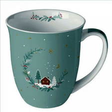 Ambiente Little wood cabin sage porcelánbögre 0,4l bögrék, csészék