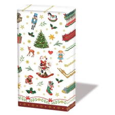AMBIENTE Ornaments All Over red papírzsebkendő, 10 darabos-os higiéniai papíráru