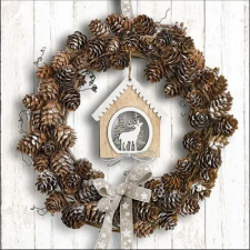 AMBIENTE Pine Cone Wreath papírszalvéta 33x33cm, 20db-os konyhai eszköz