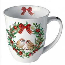 Ambiente Sparrows in wreath porcelánbögre 0,4l bögrék, csészék