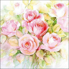 Ambiente Watercolour roses papírszalvéta 33x33cm, 20db-os papírárú, csomagoló és tárolóeszköz