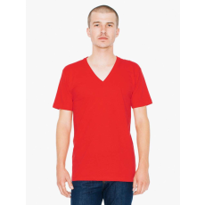 AMERICAN APPAREL AA2456 unisex V-nyakú pamut póló American Apparel, Red-M