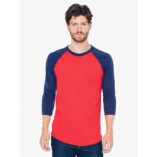 AMERICAN APPAREL AABB453 3/4 ujjú kétszínű unisex póló American Apparel, Red/Navy-L