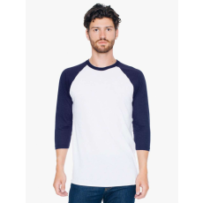AMERICAN APPAREL AABB453 3/4 ujjú kétszínű unisex póló American Apparel, White/Navy-L