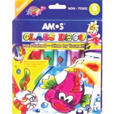AMOS üvegfóliafesték készlet, amos, 6 különböző szín fdwd0012 üvegfesték