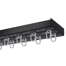 AMS AMS Műanyag mennyezeti függönysín szett (2 soros) akasztóval, fekete - 180 cm karnis, függönyrúd