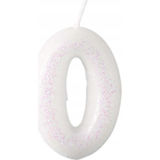 Amscan Csillámos Gyertya - 0-ás, 6,5 cm, Fehér (9904375) party kellék