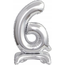 Amscan Felfújható Fólia Szám Talppal 9911729 - Ezüst, 38 cm, 6 (9911729) party kellék