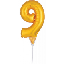 Amscan Gold, Arany 9-es szám fólia lufi tortára 15 cm party kellék