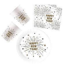 Amscan Happy New Year Flares party szett 36 db-os 23 cm-es tányérral party kellék