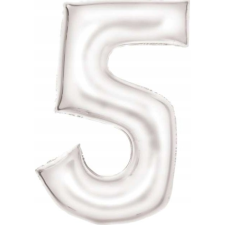 Amscan Lustre White, Fehér 5-Ös Szám Fólia Lufi 86 cm (9917297) party kellék