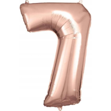 Amscan Óriás Szám Fólia Lufi - 7-es, 83x55 cm, Rózsaarany (9906282) party kellék