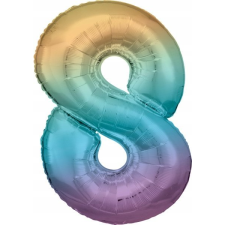 Amscan Pastel Szivárvány Óriás Szám Fólia Lufi - 8-as, 83 cm (9909706) party kellék