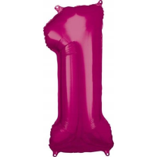 Amscan Rózsaszín Pink Óriás Szám Fólia Lufi 1-es, 86x33 cm (9907277) party kellék