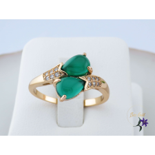  Anada antiallergén zöld köves gyűrű-18K gyűrű