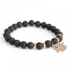 Ancient Hamsa / Fekete Achát - Ásványkarkötő karkötő