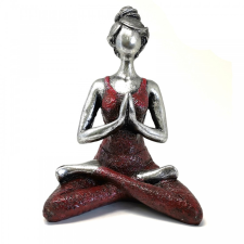 Ancient Yoga Lady Szobrocska - Ezüst & Bordó 24cm dekoráció