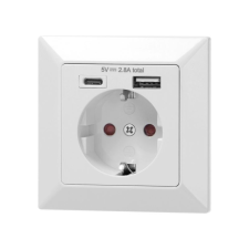 Anco Electrics Kft. Földelt dugalj A+C USB csatlakozóval, IP20, fehér 321604 villanyszerelés
