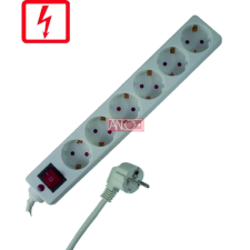 Anco Elosztó 6-os, túlfeszültségvédelem, 1,4m hosszabbító, elosztó