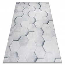 ANDRE 1180 mosható szőnyeg Méhsejt, hatszögletű 3D csúszásgátló - szürke 80x150 cm lakástextília