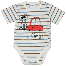 Andrea Kft. Autós rövid ujjú baba body krém kombidressz, body