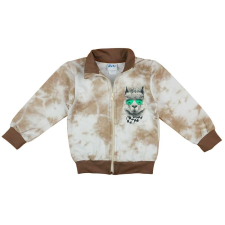 Andrea Kft. Cipzáras batikolt fiú kardigán láma mintával 122 (01122) gyerek pulóver, kardigán