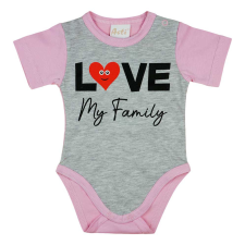 Andrea Kft. "Love my family" feliratos rövid ujjú baba body rózsa kombidressz, body