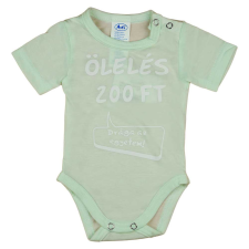 Andrea Kft. "Ölelés 200 Ft" feliratos rövid ujjú baba body zöld kombidressz, body