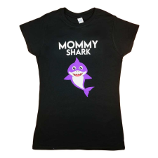 Andrea Kft. Rövid ujjú női póló cápás mintával &quot;Mommy shark&quot; felirattal női póló