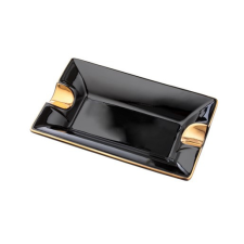 Angelo Szivar hamutál - Porcelán, fekete/arany 2 szivar részére hamutartó