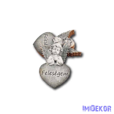 Angyal kőhatású szivecskén 5x7,5cm - Feleségem dekorációs kellék