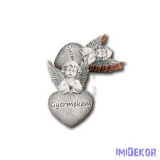  Angyal kőhatású szivecskén 5x7,5cm - Gyermekem dekorációs kellék