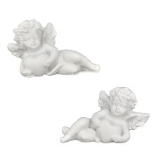  Angyal szívvel fekvő poly fehér M5x9cm dekorációs kellék