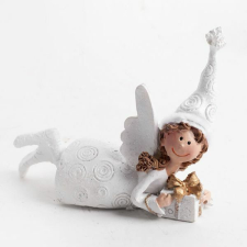  Angyalka szobor ajándékkal - fekvő - 11,5x9 cm karácsonyi dekoráció
