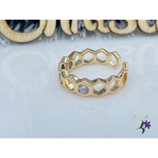  Aniella gold nyitott antiallergén gyűrű állítható méretű sejtmintás, köves 18K gyűrű