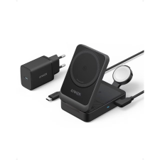 Anker MagGo 3in1 Vezeték nélküli Töltő Apple készülékek részére - Fekete (25W) mobiltelefon kellék