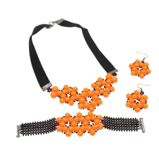 Ann - Swarovski gyöngy ékszerszett - Neon Orange - narancs ékszer szett