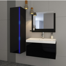 Anrallogin Venezia Dream I. fürdőszobabútor szett + mosdókagyló + szifon - 80 cm (fényes fekete) fürdőszoba bútor