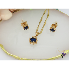  Antiallergén kék Lilianna szett nyaklánc,fülbevaló-18K ékszer szett